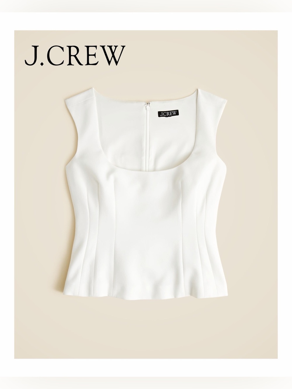 🆕 NWT J.Crew Wide scoopneck tank top in city crepe, Ivory size 6